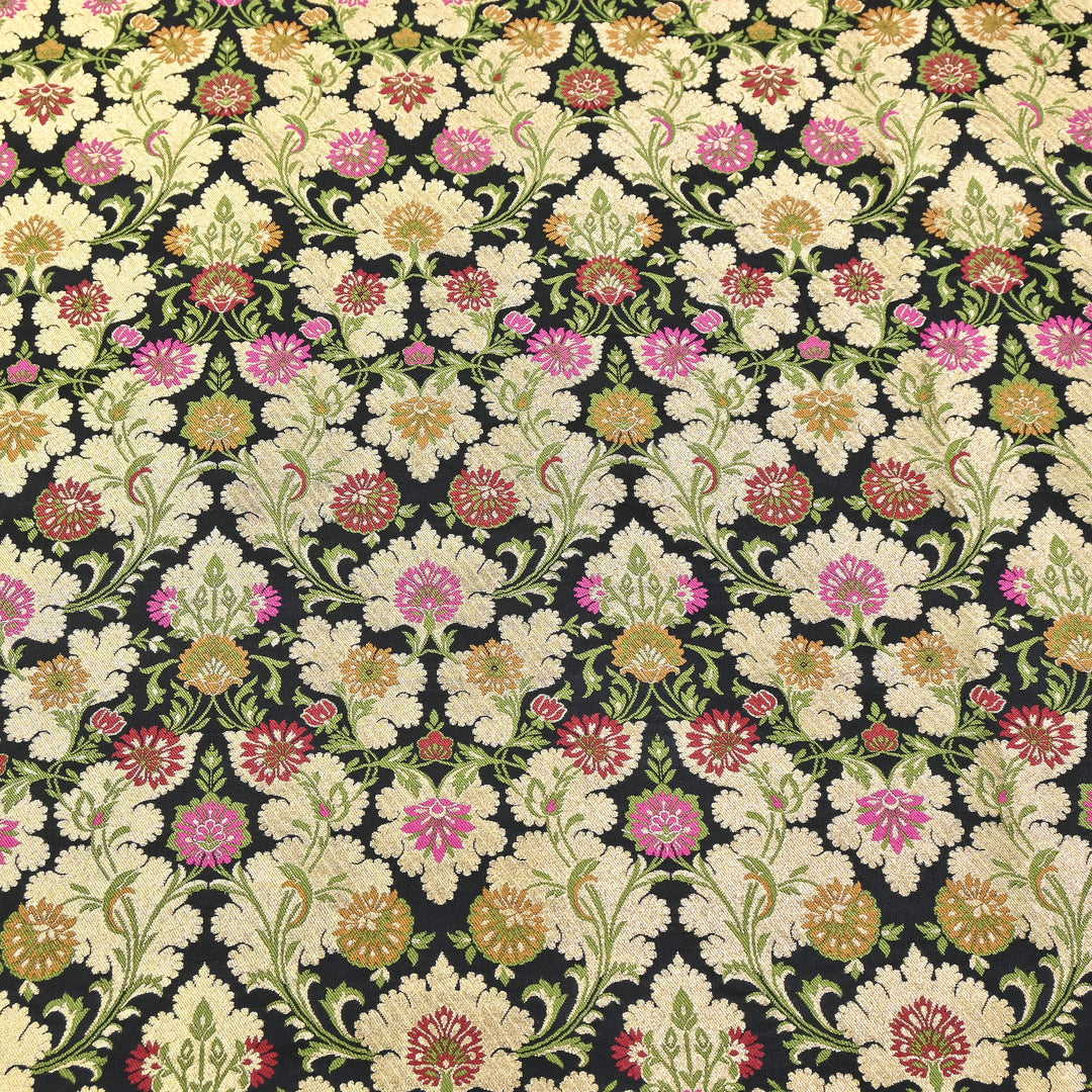Satin Kimkhab Multi Brocade Fabric | Heavy Luxury Zari Woven Designer Fabric | RS0022-16