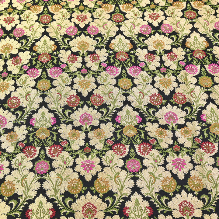 Satin Kimkhab Multi Brocade Fabric | Heavy Luxury Zari Woven Designer Fabric | RS0022-16