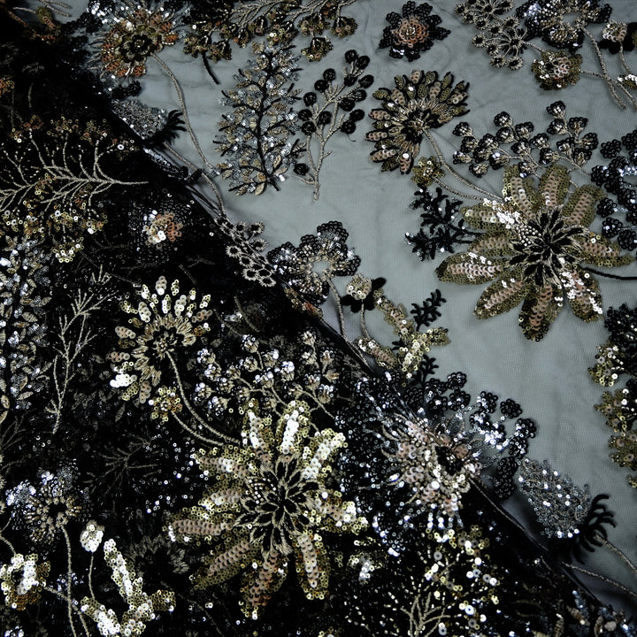 Imported Net Cut Dana With Sequins Embroidery Fabrics