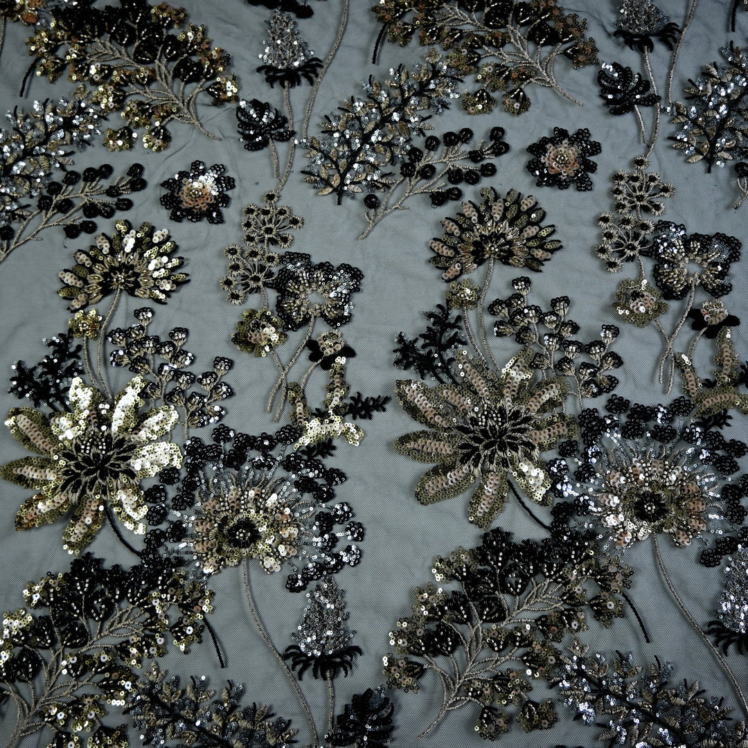 Imported Net Cut Dana With Sequins Embroidery Fabrics