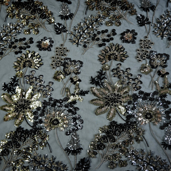 Imported Net Cut Dana With Sequins Embroidery Fabrics