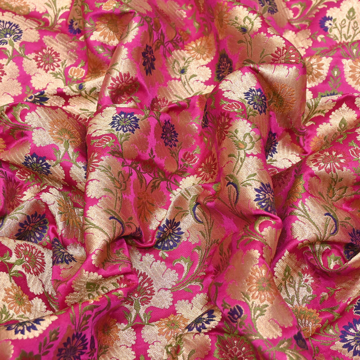 Satin Kimkhab Multi Brocade Fabric | Heavy Luxury Zari Woven Designer Fabric | RS0022-17