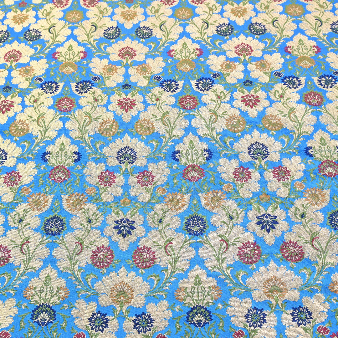 Satin Kimkhab Multi Brocade Fabric | Heavy Luxury Zari Woven Designer Fabric | RS0022-18