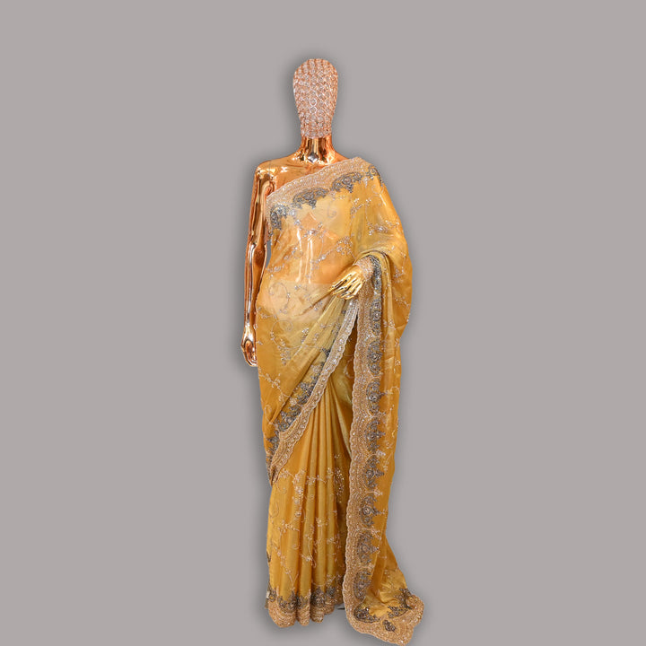 Tissue Cut Dana Sequins & Zari work Saree | JS7538-01