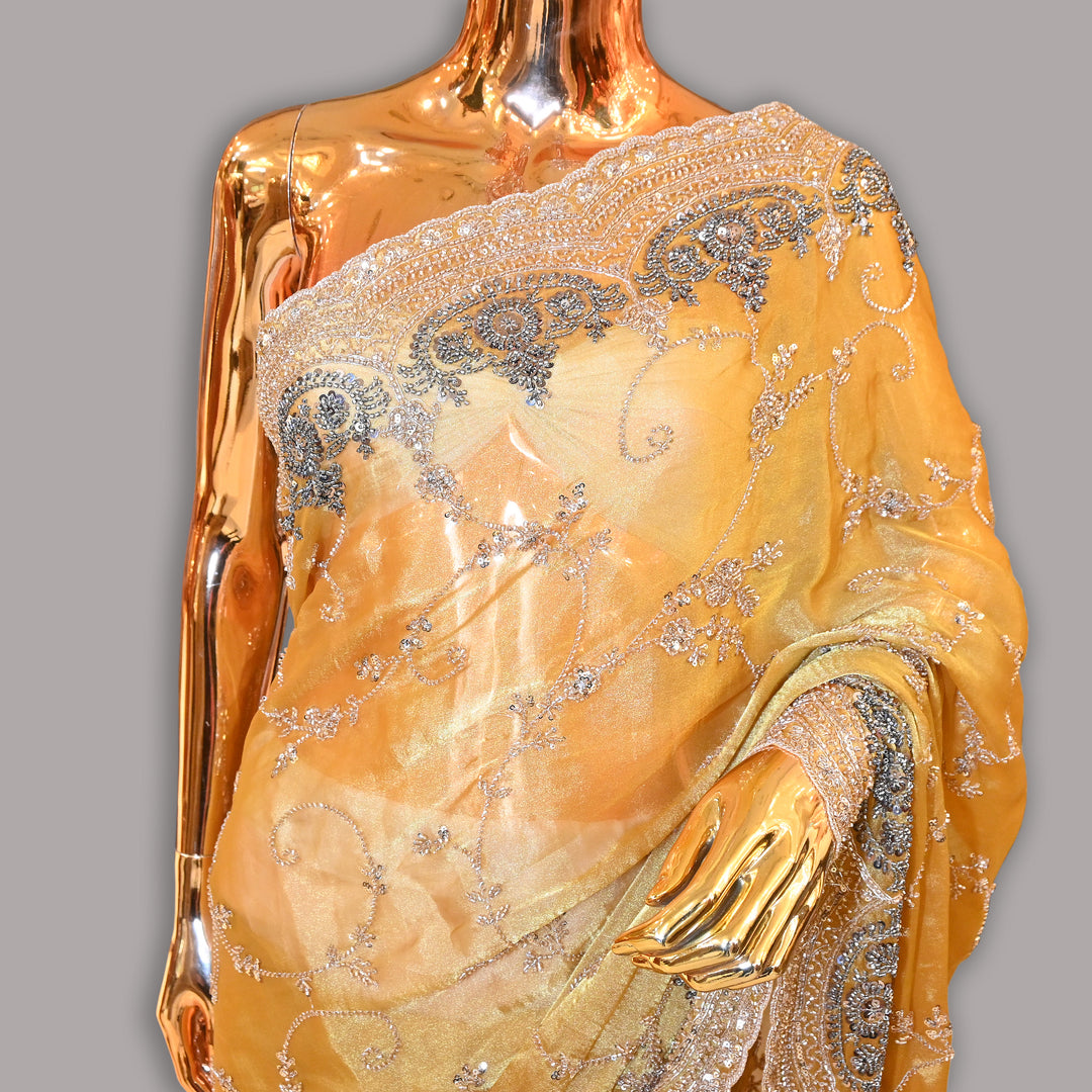 Tissue Cut Dana Sequins & Zari work Saree | JS7538-01
