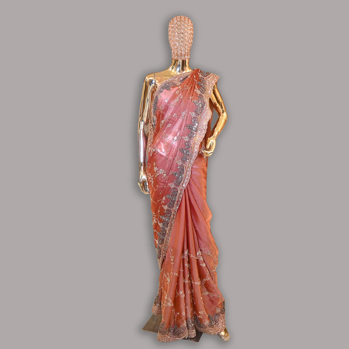 Tissue Cut Dana Sequins & Zari work Saree | JS7538-02