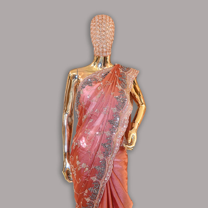 Tissue Cut Dana Sequins & Zari work Saree | JS7538-02