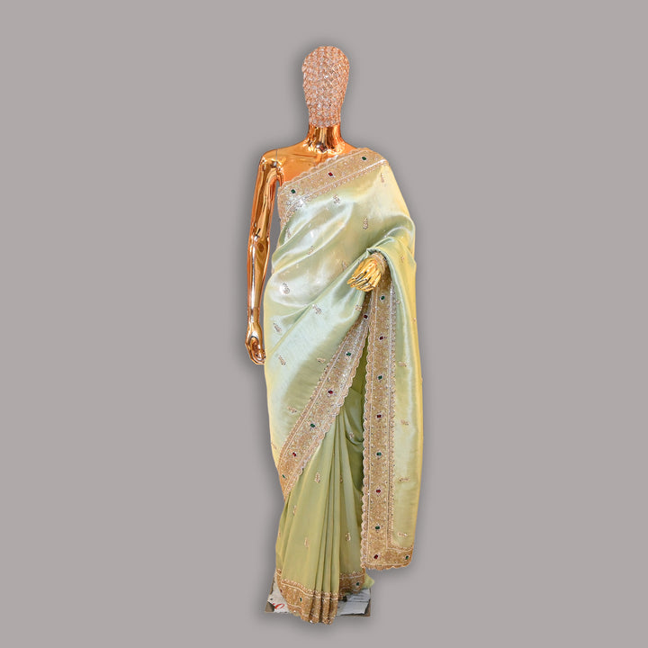 Tissue Cut Dana Pearl (moti) & Mina Kari Work Saree | JS0591-01