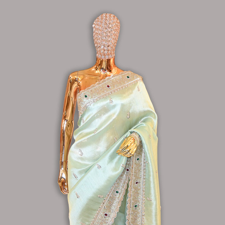 Tissue Cut Dana Pearl (moti) & Mina Kari Work Saree | JS0591-01