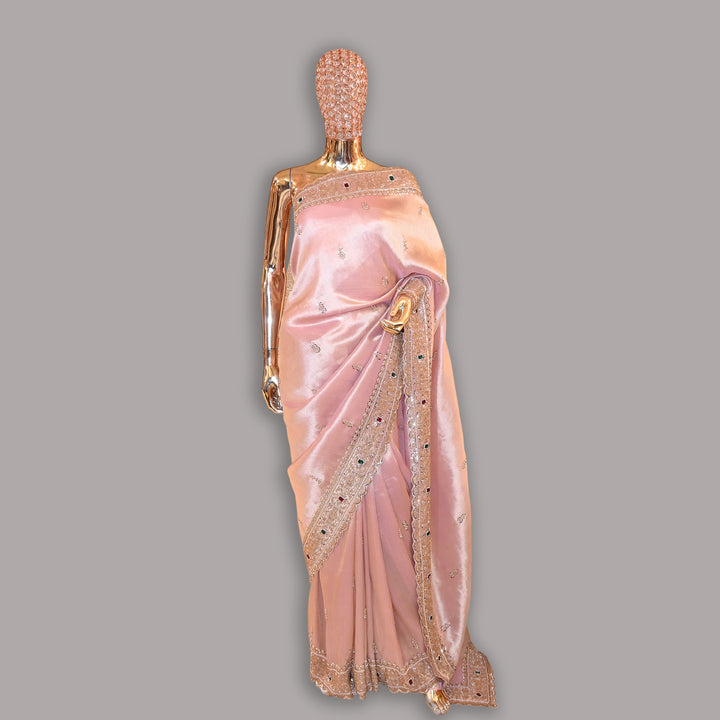 Tissue Cut Dana Pearl (moti) & Mina Kari Work Saree | JS0591-02