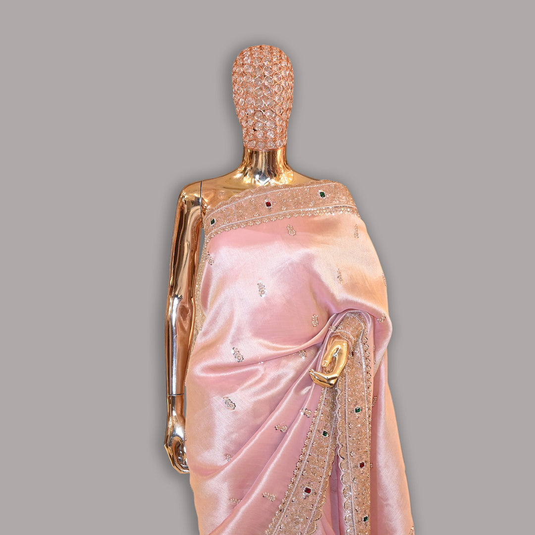 Tissue Cut Dana Pearl (moti) & Mina Kari Work Saree | JS0591-02