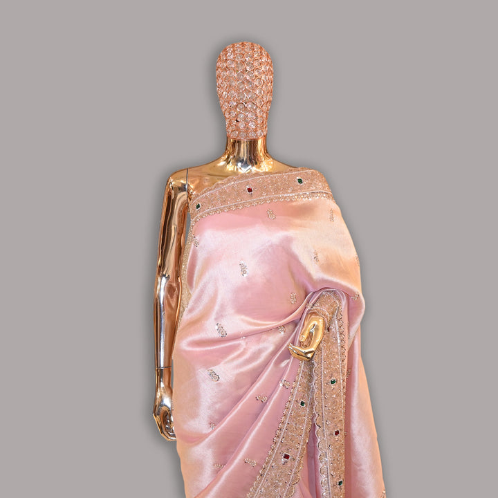 Tissue Cut Dana Pearl (moti) & Mina Kari Work Saree | JS0591-02