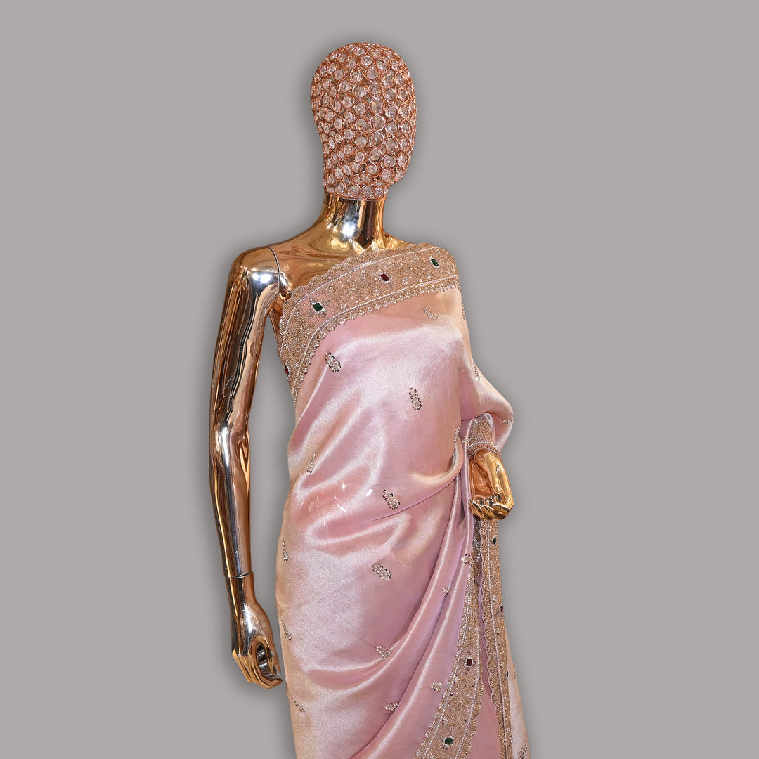 Tissue Cut Dana Pearl (moti) & Mina Kari Work Saree | JS0591-02