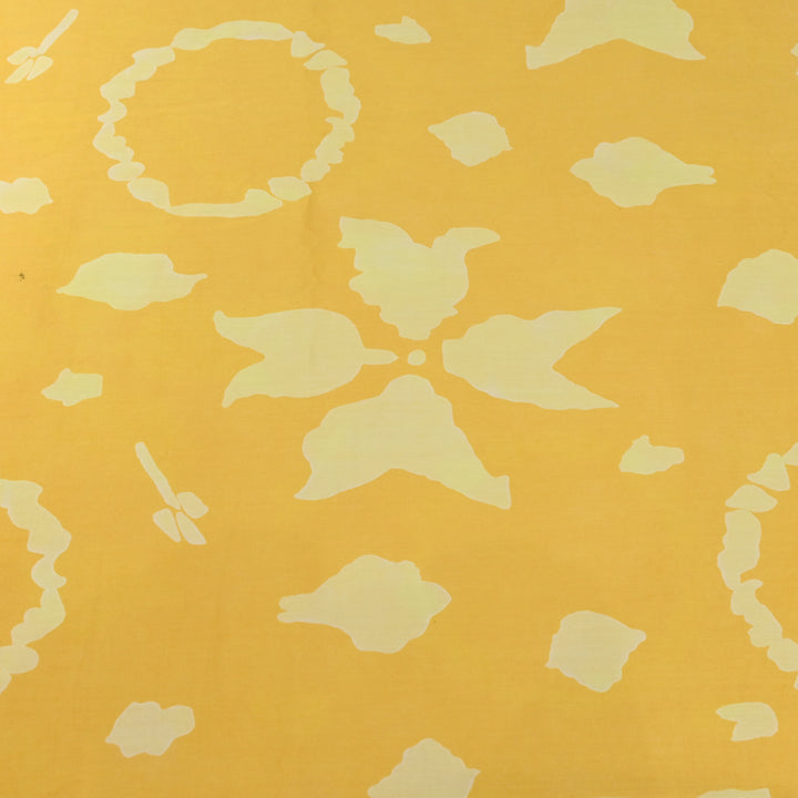 Yellow Color Cotton Discharge Print Fabric