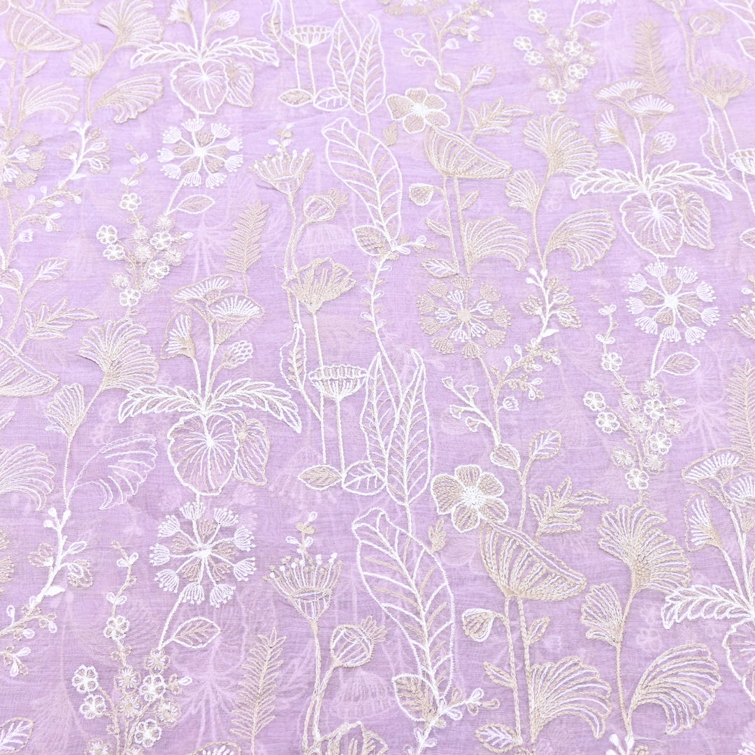 Mul Chanderi Thread Embroidery Fabric – Designer Summer Fabric– F73572-2