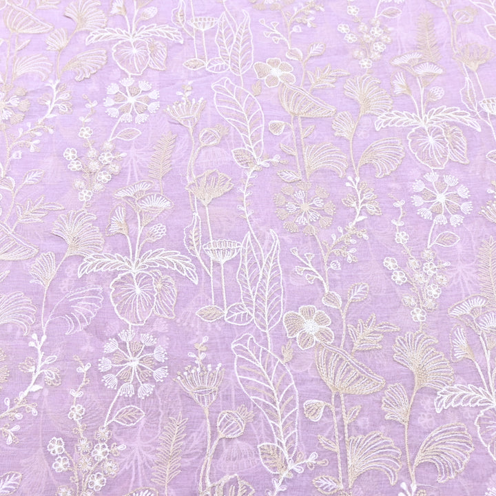 Mul Chanderi Thread Embroidery Fabric – Designer Summer Fabric– F73572-2