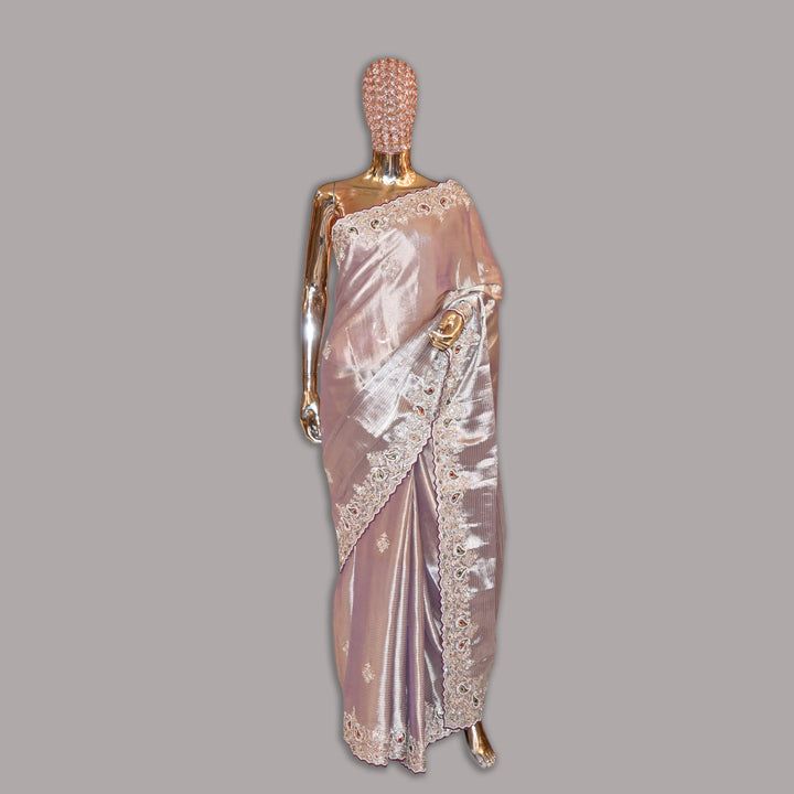 Tissue Pearl (Moti) Crystal Sequins & Zari Work Saree | JS0715-01