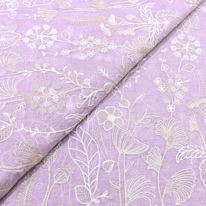 Mul Chanderi Thread Embroidery Fabric – Designer Summer Fabric– F73572-2