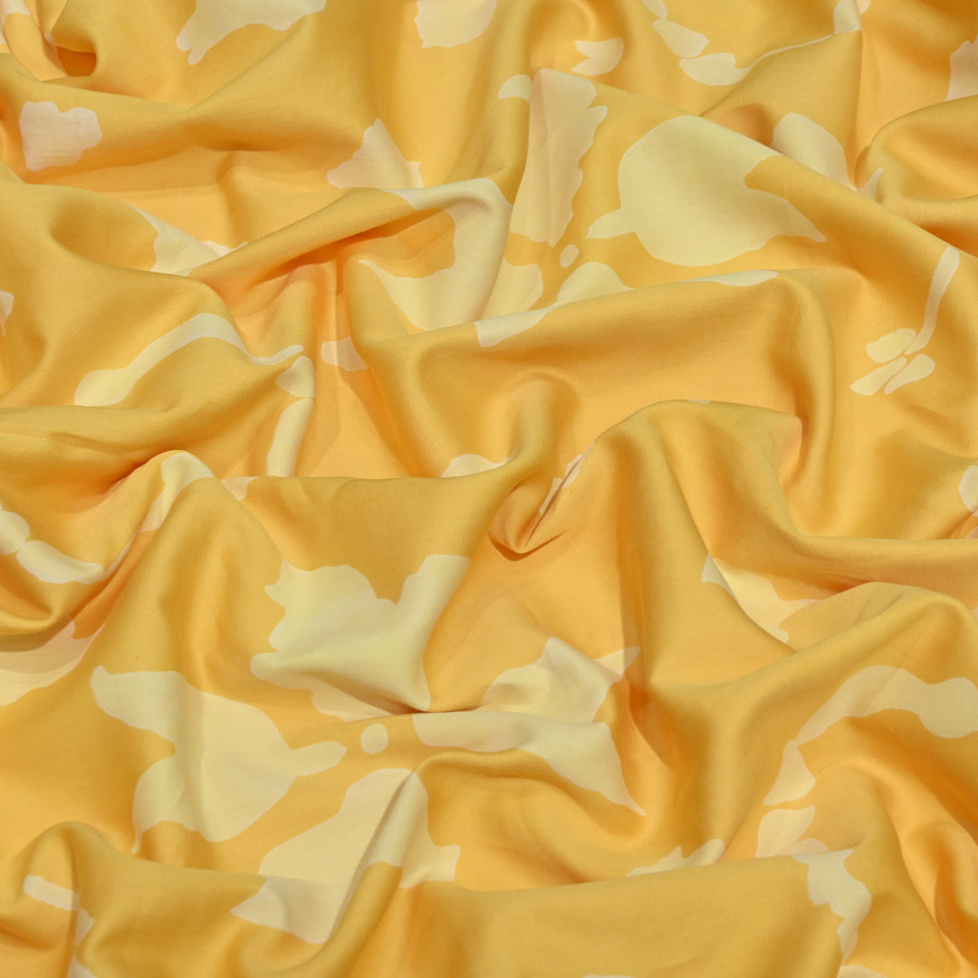 Yellow Color Cotton Discharge Print Fabric