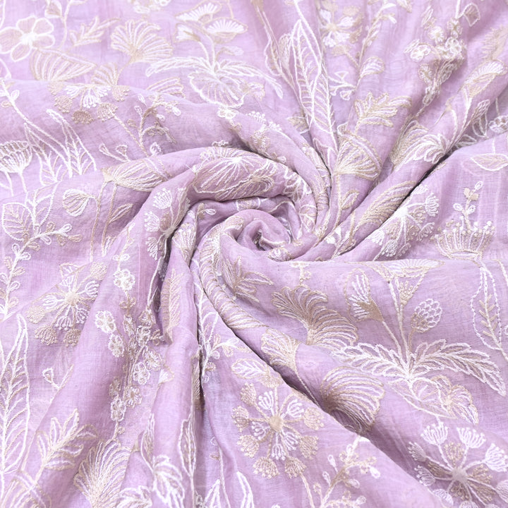 Mul Chanderi Thread Embroidery Fabric – Designer Summer Fabric– F73572-2