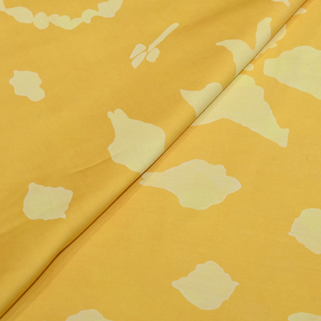 Yellow Color Cotton Discharge Print Fabric