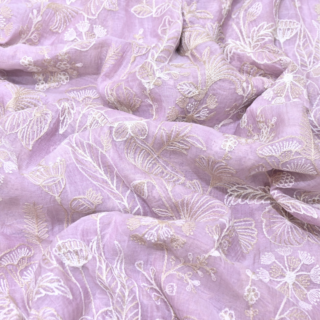 Mul Chanderi Thread Embroidery Fabric – Designer Summer Fabric– F73572-2