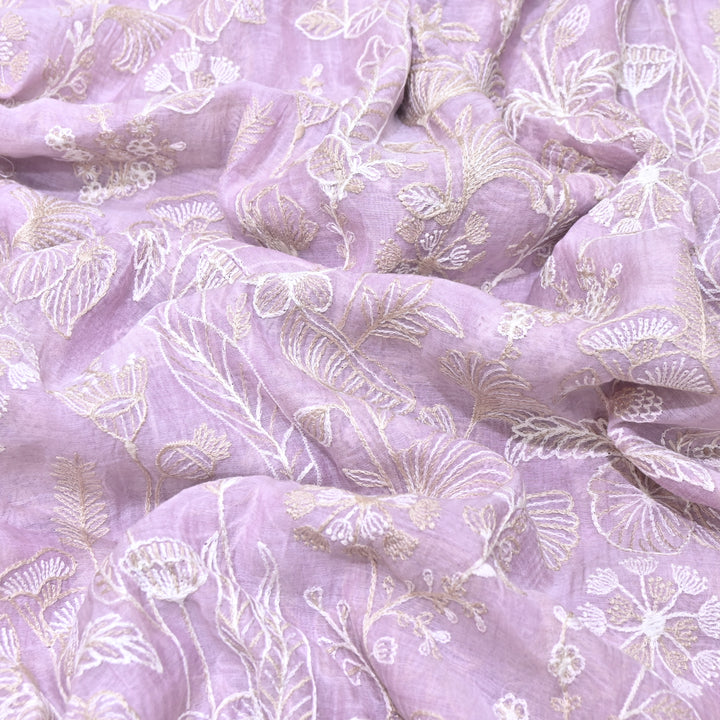 Mul Chanderi Thread Embroidery Fabric – Designer Summer Fabric– F73572-2