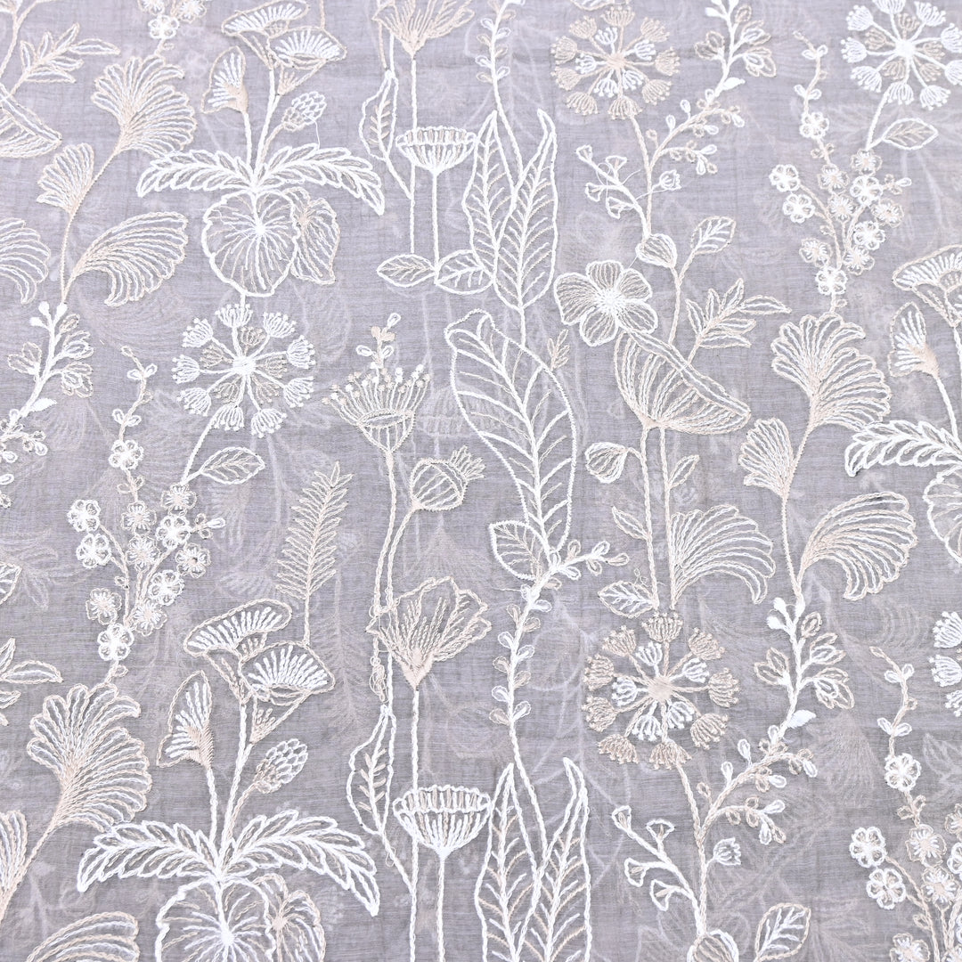 Mul Chanderi Thread Embroidery Fabric – Designer Summer Fabric– F73572-1