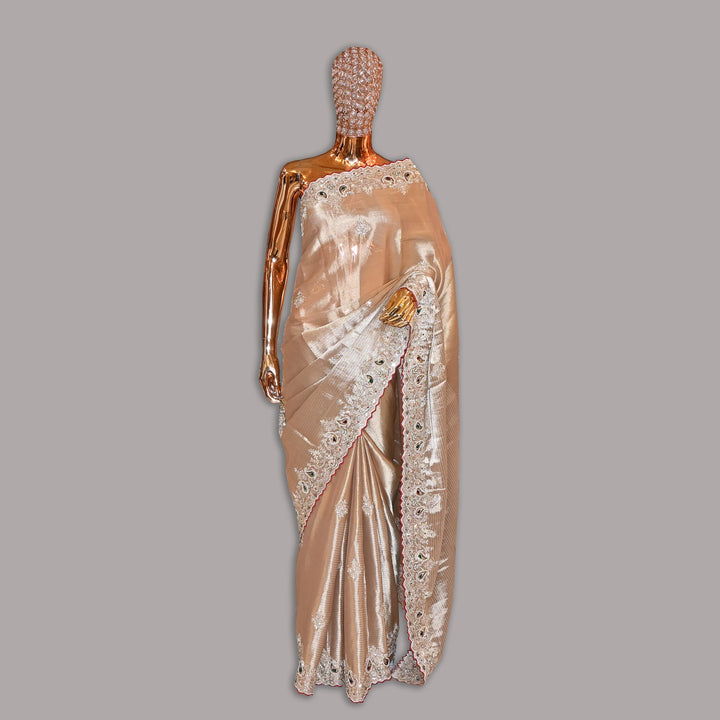 Tissue Pearl (Moti) Crystal Sequins & Zari Work Saree | JS0715-02