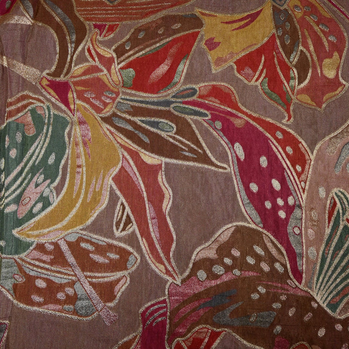 Dola Silk Position Print With Zari Jaquard Fabrics