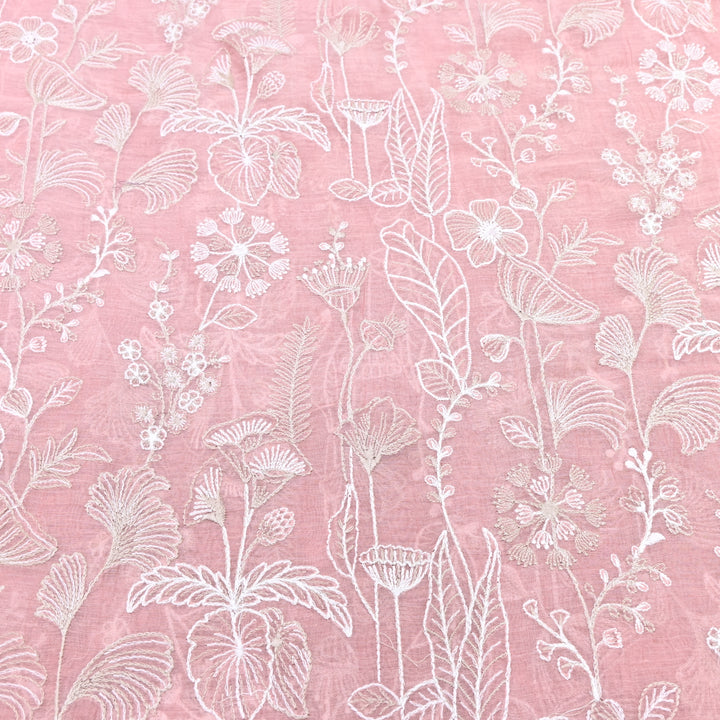 Mul Chanderi Thread Embroidery Fabric – Designer Summer Fabric– F73572-4