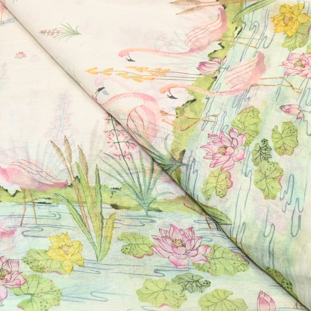 Mul Chanderi Digital Print Fabric - Soft Lightweight Designer Fabric GC0018-02