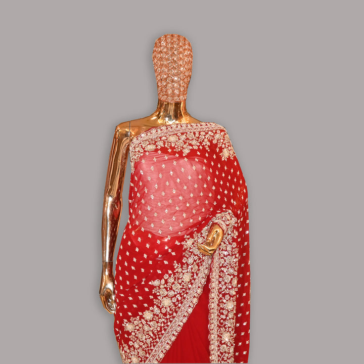 Pure Georgette Hand Work Cut dana Moti & Sequins work Saree | VS2071-02