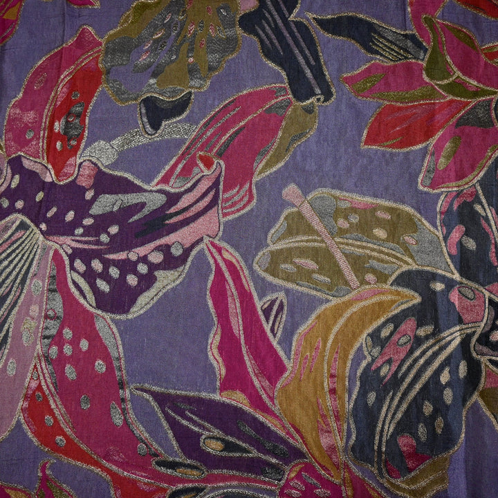 Dola Silk Position Print With Zari Jaquard Fabrics