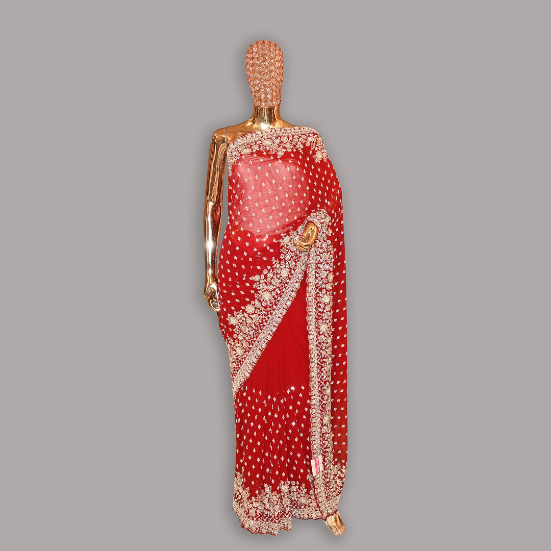 Pure Georgette Hand Work Cut dana Moti & Sequins work Saree | VS2071-02