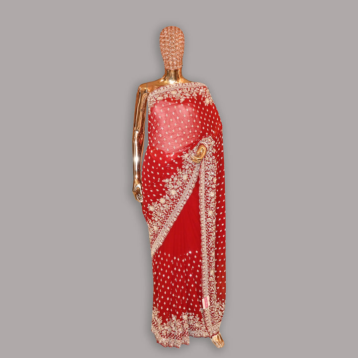 Pure Georgette Hand Work Cut dana Moti & Sequins work Saree | VS2071-02