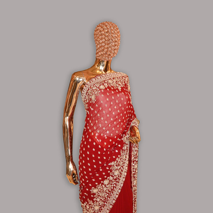 Pure Georgette Hand Work Cut dana Moti & Sequins work Saree | VS2071-02