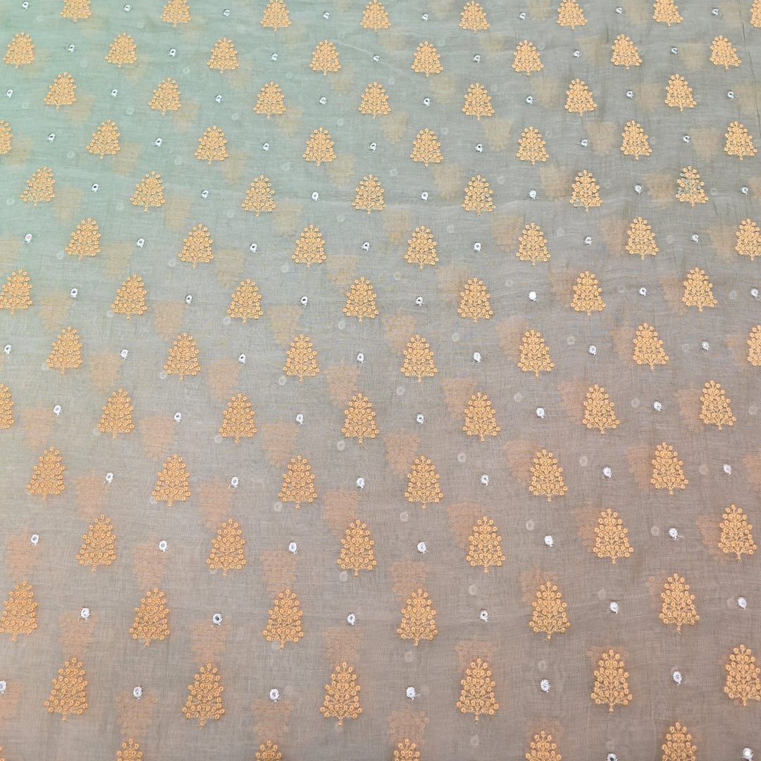 4D Shade Mul Chanderi Thread & Mirror Embroidery Fabric 44" – Designer Summer Fabric – GP4061-5