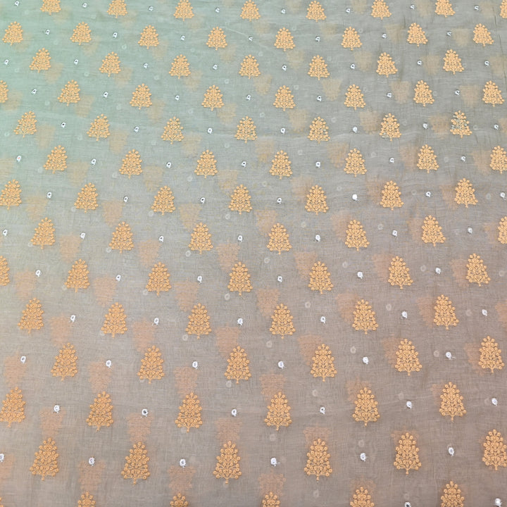 4D Shade Mul Chanderi Thread & Mirror Embroidery Fabric 44" – Designer Summer Fabric – GP4061-5