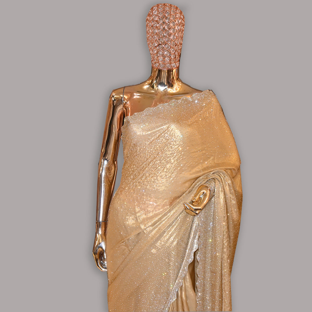 Crepe Tissue Swarovski Work Saree | JSS388-01