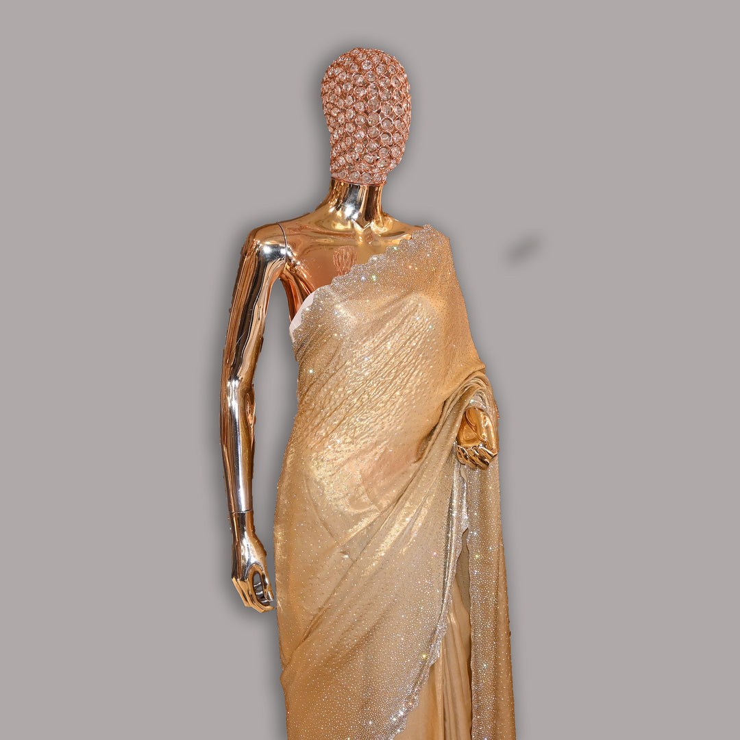Crepe Tissue Swarovski Work Saree | JSS388-01