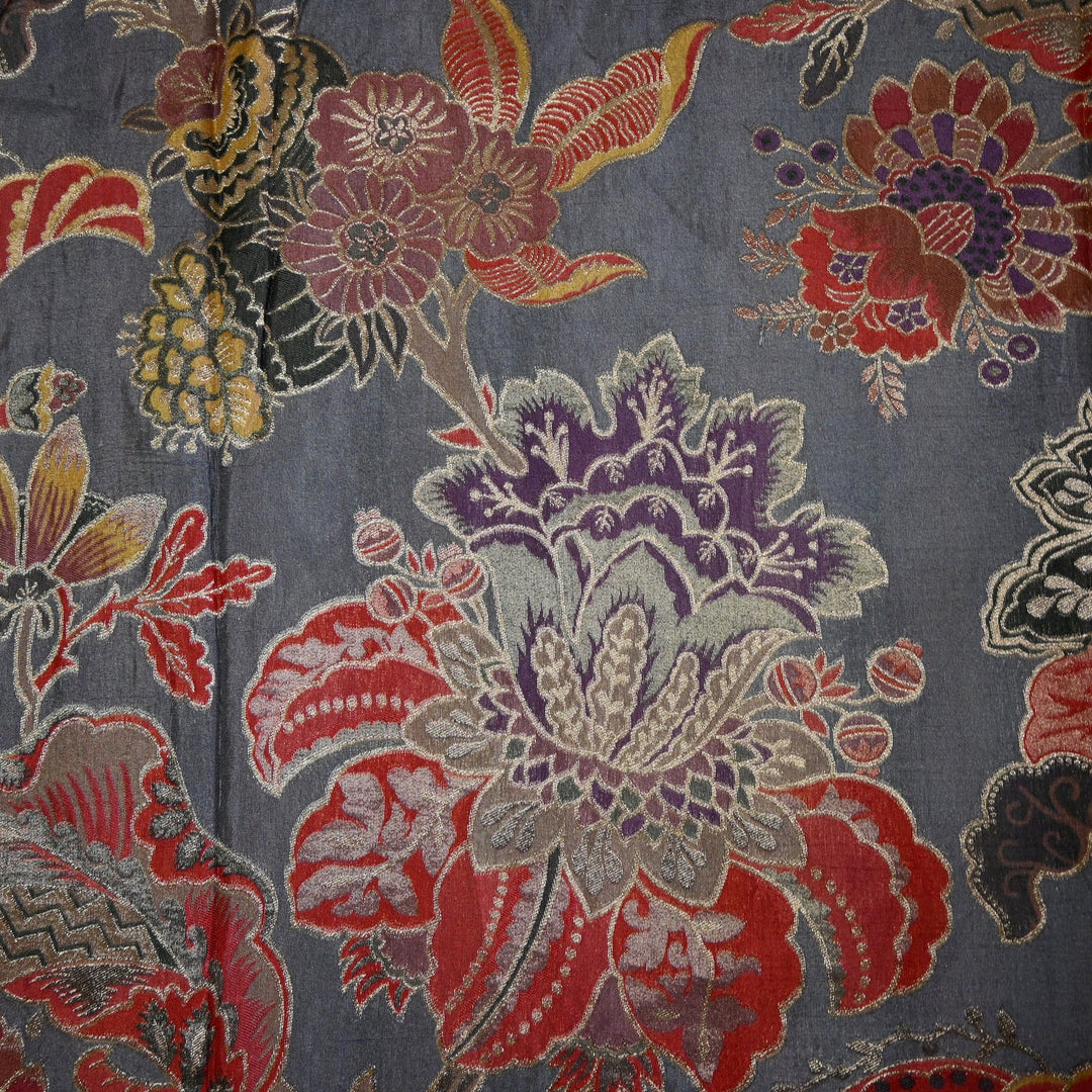 Dola Silk Position Print With Zari Jaquard Fabrics