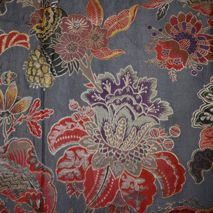 Dola Silk Position Print With Zari Jaquard Fabrics