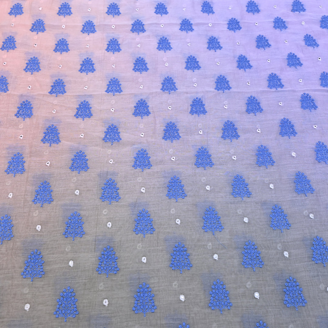 4D Shade Mul Chanderi Thread & Mirror Embroidery Fabric 44" – Designer Summer Fabric – GP4061-4