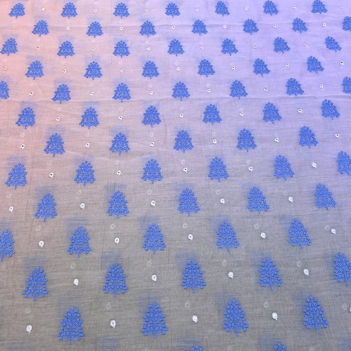 4D Shade Mul Chanderi Thread & Mirror Embroidery Fabric 44" – Designer Summer Fabric – GP4061-4