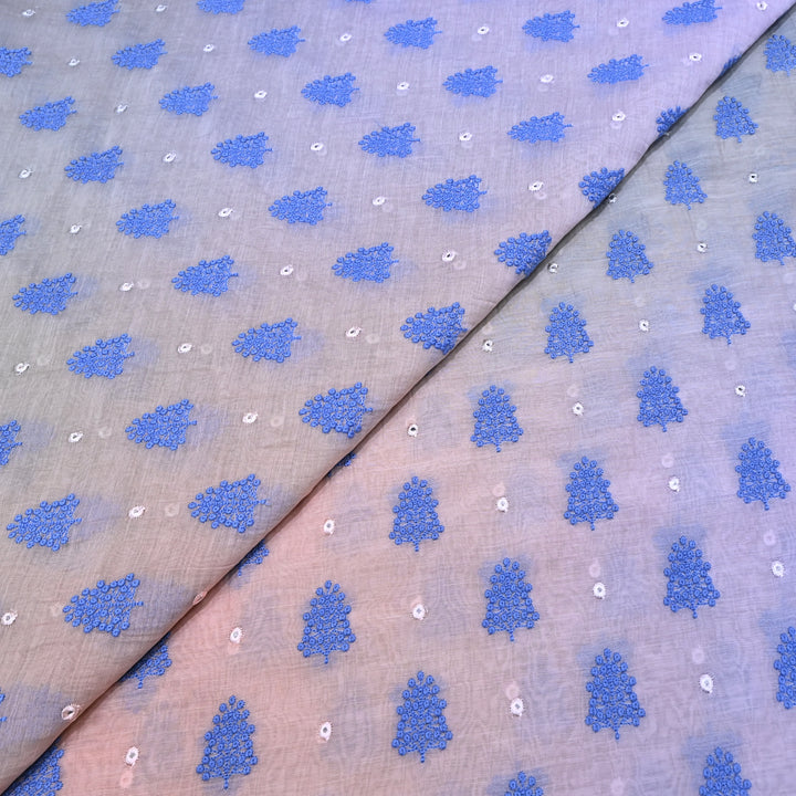 4D Shade Mul Chanderi Thread & Mirror Embroidery Fabric 44" – Designer Summer Fabric – GP4061-4