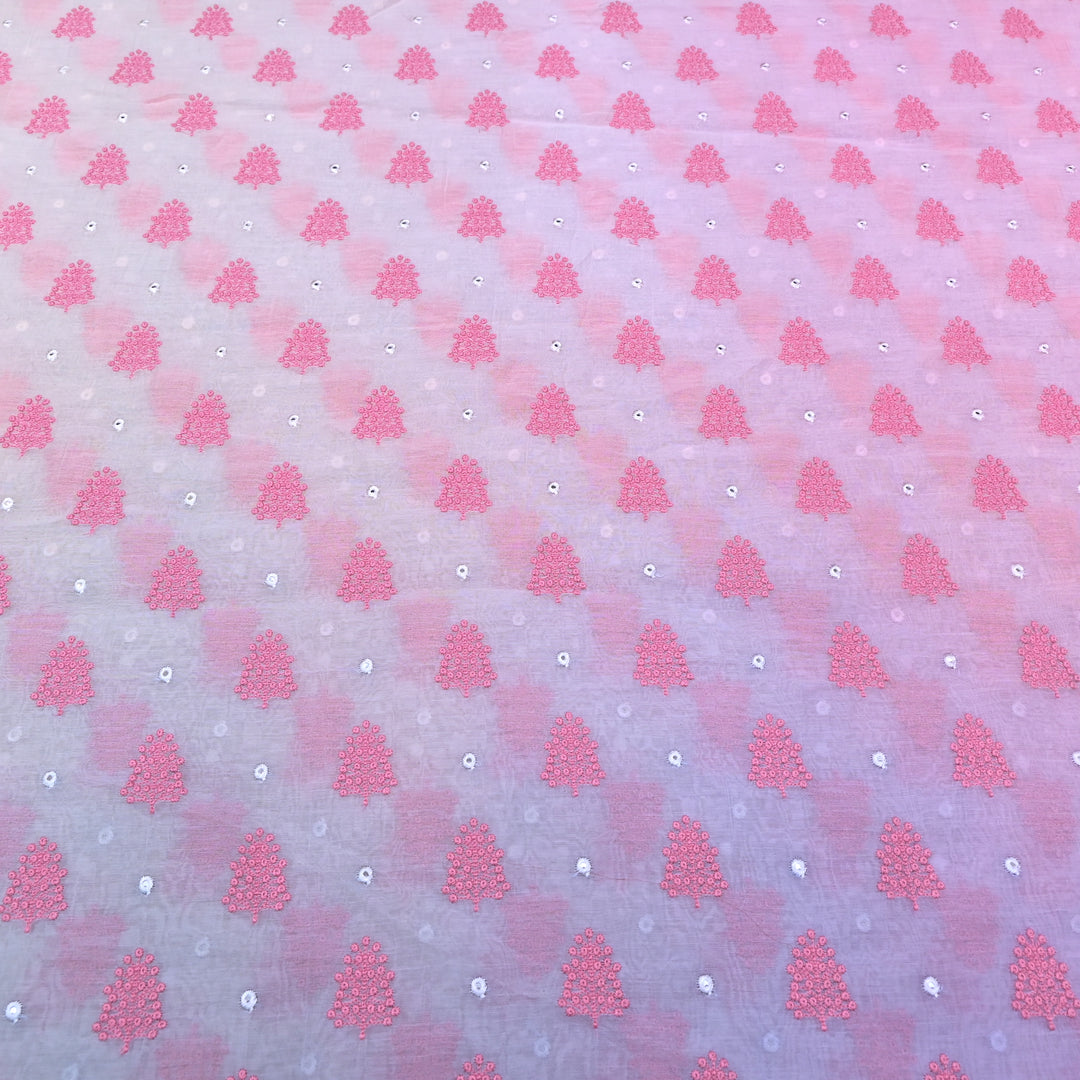 4D Shade Mul Chanderi Thread & Mirror Embroidery Fabric 44" – Designer Summer Fabric – GP4061-3