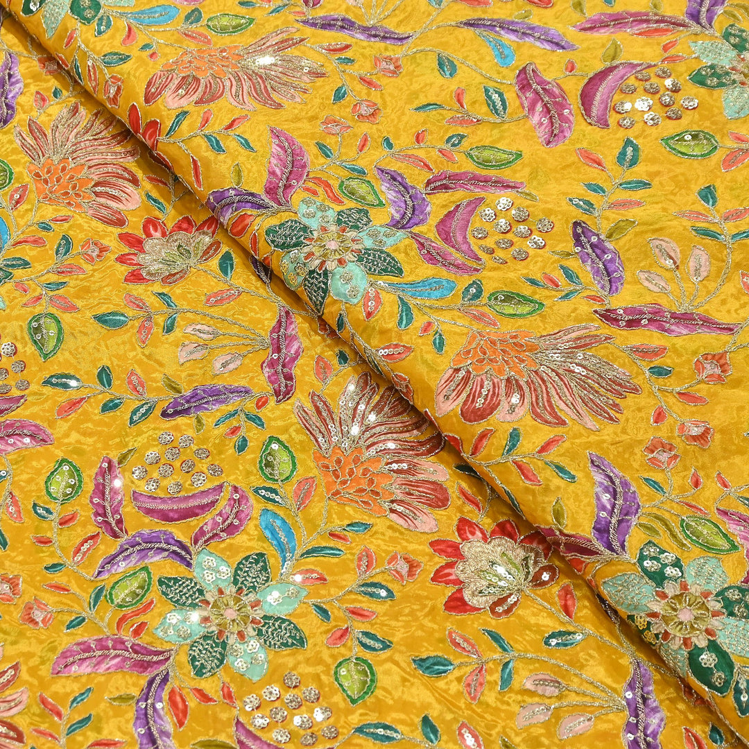 Premium Crepe Fabric With Position Print & Sequin Embroidery – FF1094-B