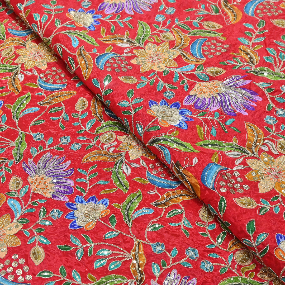 Premium Crepe Fabric With Position Print & Sequin Embroidery – FF1094-C