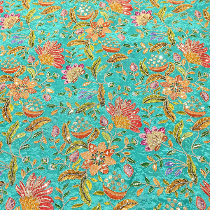 Premium Crepe Fabric With Position Print & Sequin Embroidery – FF1094-D